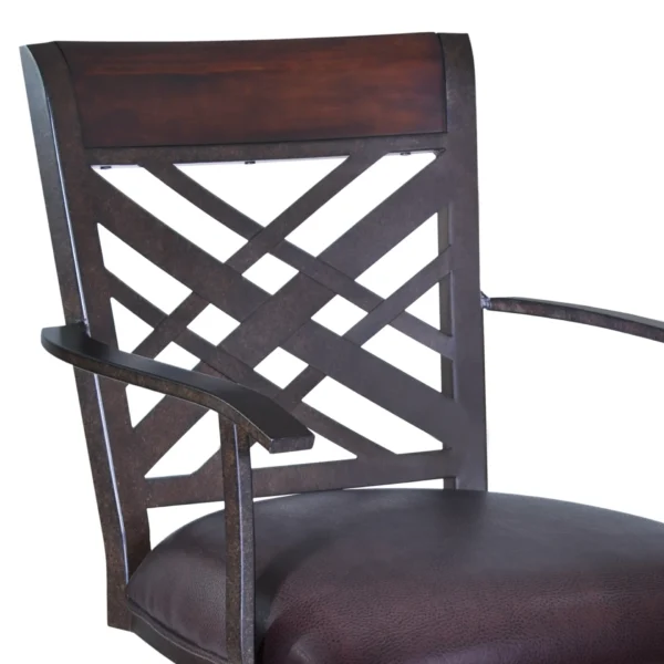 , 45&#8243; Brown Faux Leather and Iron Bar Height Chair &#8211; Stylish and Comfortable Seating