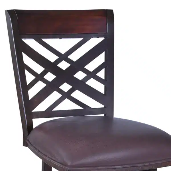 , 45&#8243; Brown Faux Leather and Iron Bar Height Chair &#8211; Trendy and Comfortable