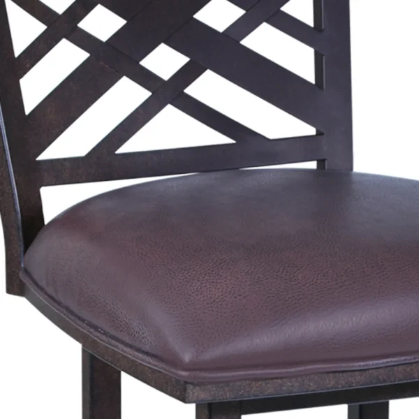 , 45&#8243; Brown Faux Leather and Iron Bar Height Chair &#8211; Trendy and Comfortable