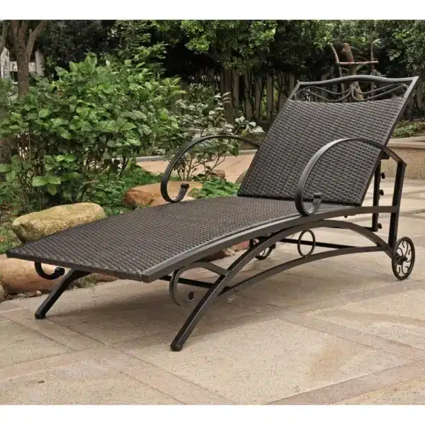 , Resin Wicker/Steel Multi Position Single Chaise Lounge
