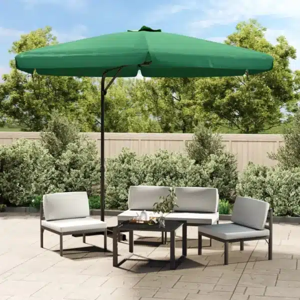 , Outdoor Parasol with Steel Pole 118.1&#8243; Green