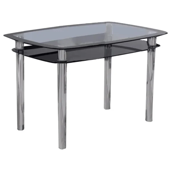 , Best Master Bailee Contemporary Glass &amp; Stainless Steel Dining Table in Chrome