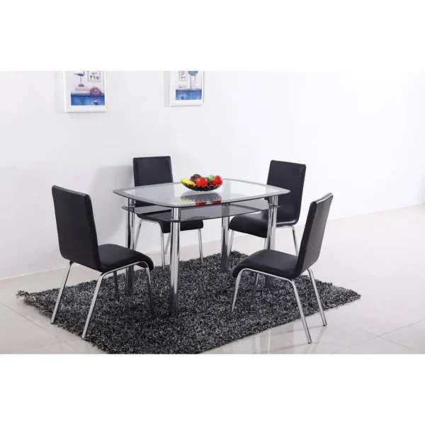 , Best Master Bailee Contemporary Glass &amp; Stainless Steel Dining Table in Chrome