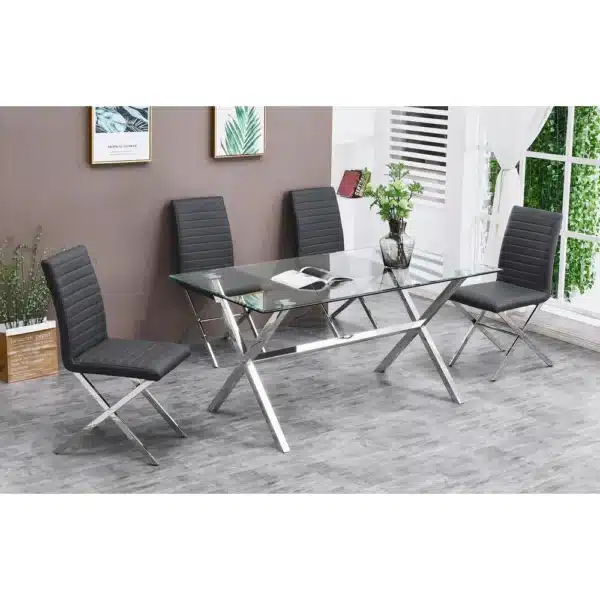 , Best Master Furniture Timber Stainless Steel Dining Chair in Gray (Set of 2)