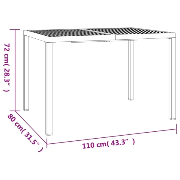 , Patio Table Anthracite 43.3&#8243;x31.5&#8243;x28.3&#8243; Steel