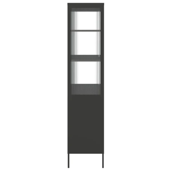, Highboard Black 35.4&#8243;x15.7&#8243;x70.9&#8243; Glass and Steel