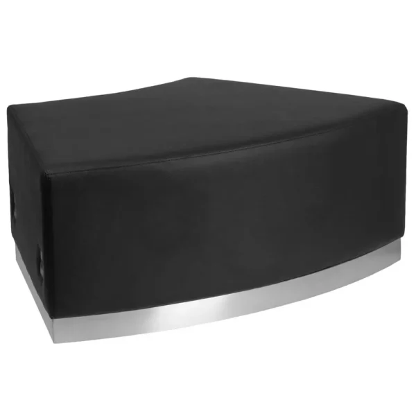 , Alon Black LeatherSoft Backless Convex Chair with Brushed Stainless Steel Base