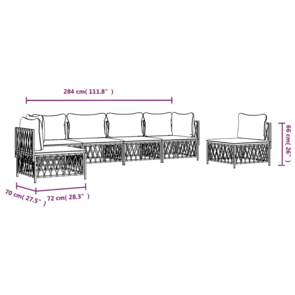 keyword: Patio Lounge Set, 6 Piece White Steel Patio Lounge Set