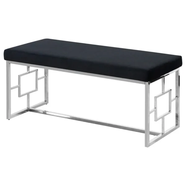, Black and Silver Stainless Steel Bench