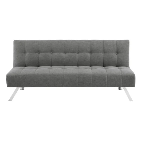 , Sawyer Futon in Grey Fabric with Stainless Steel Legs