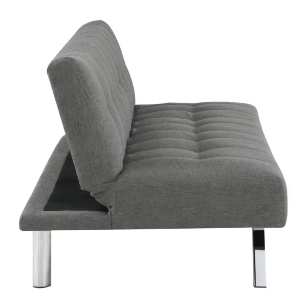 , Sawyer Futon in Grey Fabric with Stainless Steel Legs