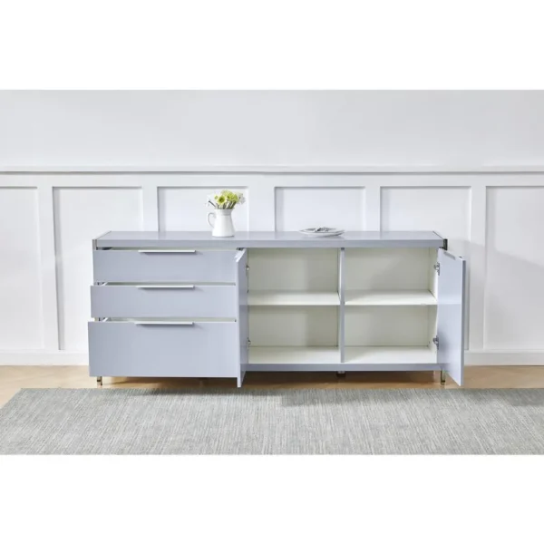 , High Gloss Gray cabinet stand with stainless steel handle