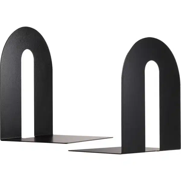 bookends, Heavy-Duty Bookends &#8211; 10&#8243; Height, Non-skid Base, Chip Resistant, Enamel &#8211; Black &#8211; Steel
