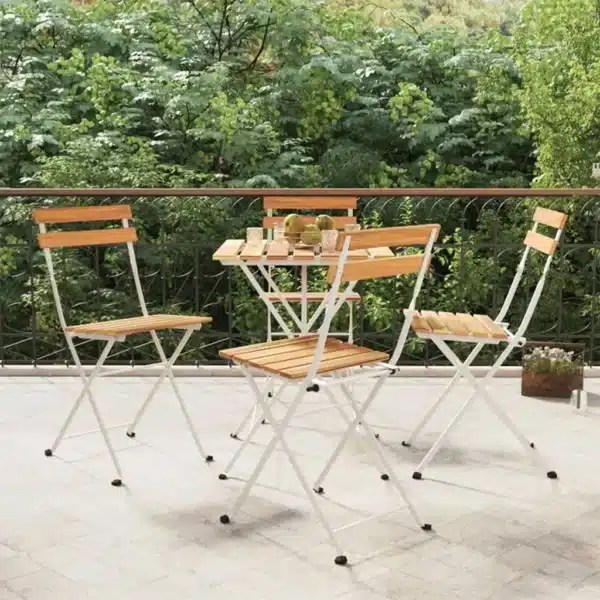 Folding Bistro Chairs, Folding Bistro Chairs &#8211; Acacia Wood and Steel