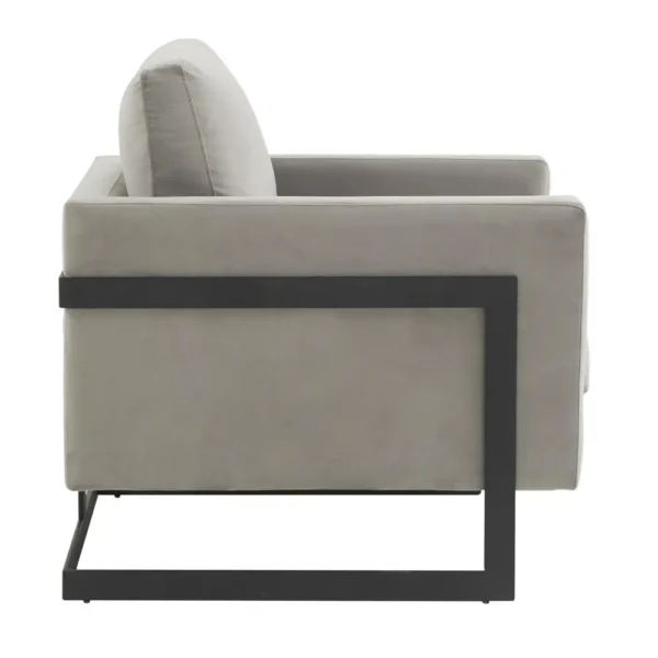 , Velvet Accent Armchair With Black Steel Frame