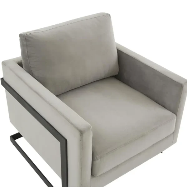 , Velvet Accent Armchair With Black Steel Frame
