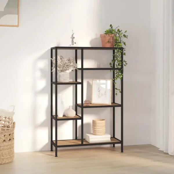 vidaXL Book Shelf, Book Shelf 31.5&#8243;x11.8&#8243;x47.2&#8243; Brown Steel and Engineered Wood