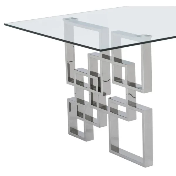 , Stainless Steel and Glass 5 Piece Dining Set 677
