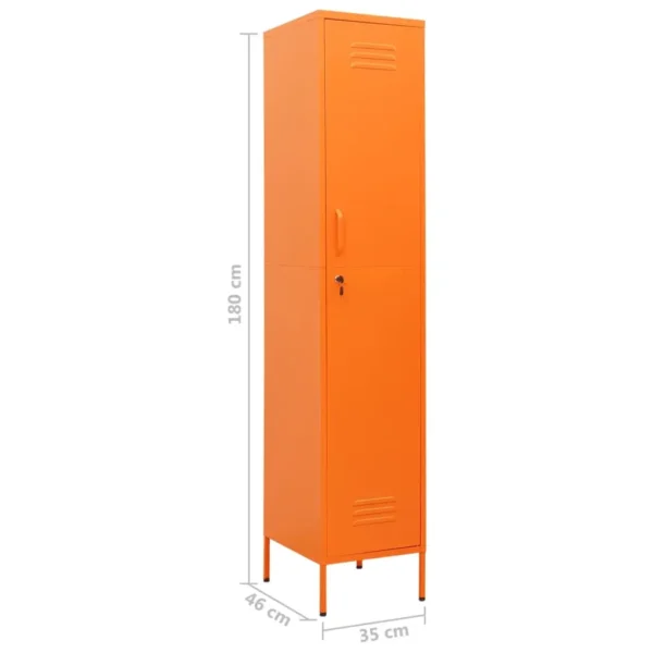 , Locker Cabinet Orange 13.8&#8243;x18.1&#8243;x70.9&#8243; Steel