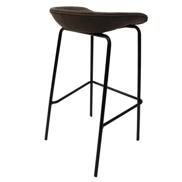 , Barstool with Upholstered Faux Leather Seat and Powder Coated Iron Frame