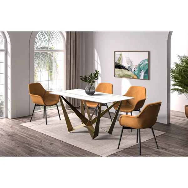 keyword: Modern Rectangular Dining Table, Modern Rectangular Dining Table: Gold Steel