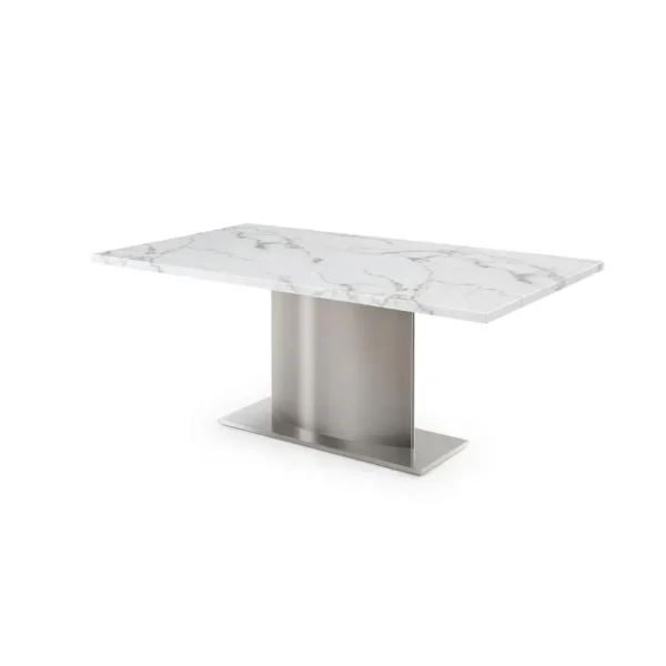 , Marble Table With Stainless Steel Base