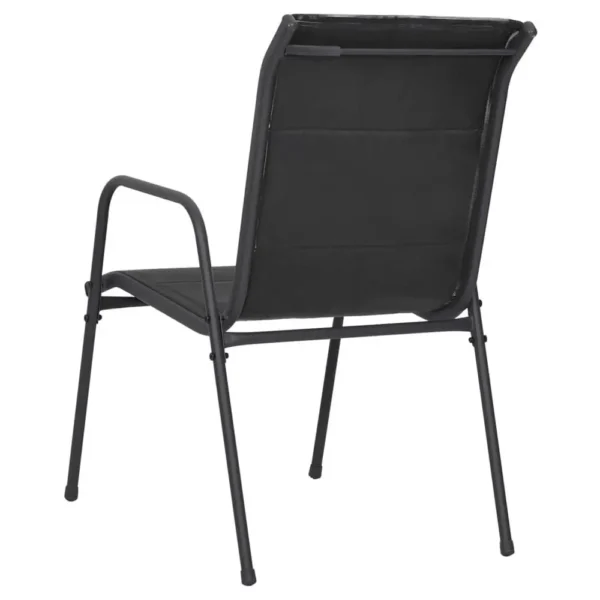 , Patio Chairs 2 pcs Steel and Textilene Black
