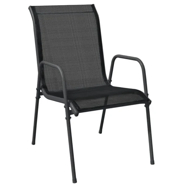 , Patio Chairs 6 pcs Steel and Textilene Black