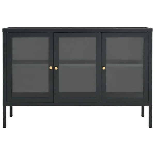 , Sideboard Anthracite 41.3&#8243;x13.8&#8243;x27.6&#8243; Steel and Glass