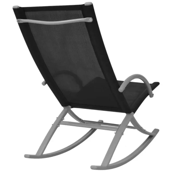, Patio Rocking Chairs 2 pcs Steel and Textilene Black