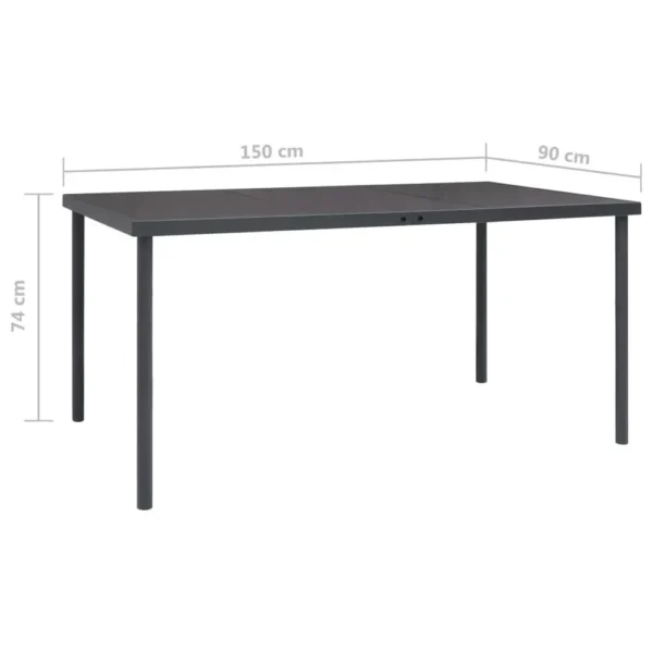 , Patio Dining Table Anthracite 59.1&#8243;x35.4&#8243;x29.1&#8243; Steel