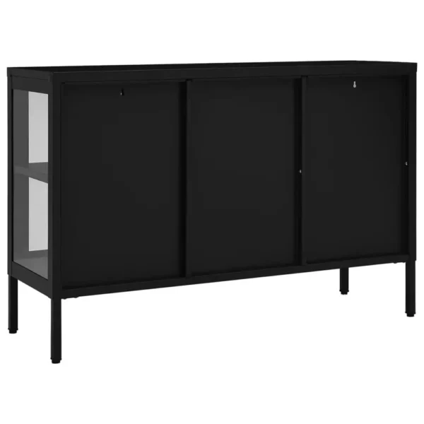 , Sideboard Black 41.3&#8243;x13.8&#8243;x27.6&#8243; Steel and Glass