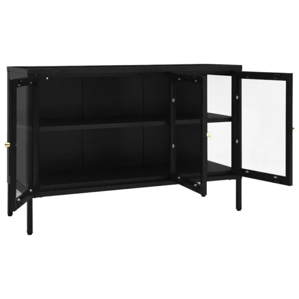 , Sideboard Black 41.3&#8243;x13.8&#8243;x27.6&#8243; Steel and Glass