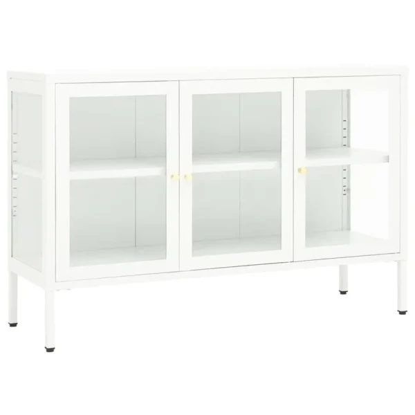 , Sideboard White 41.3&#8243;x13.8&#8243;x27.6&#8243; Steel and Glass