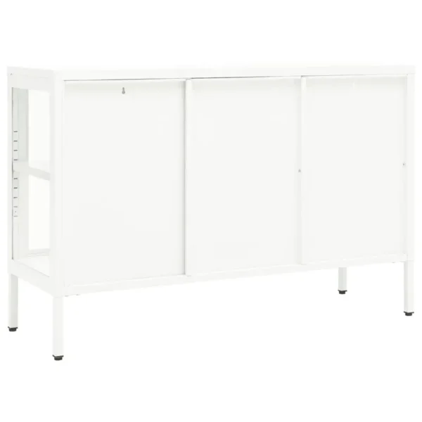 , Sideboard White 41.3&#8243;x13.8&#8243;x27.6&#8243; Steel and Glass