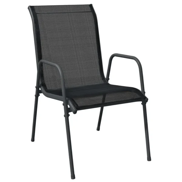 , Patio Chairs 4 pcs Steel and Textilene Black