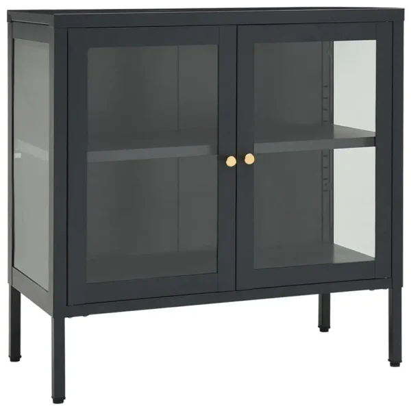 , Sideboard Anthracite 27.6&#8243;x13.8&#8243;x27.6&#8243; Steel and Glass