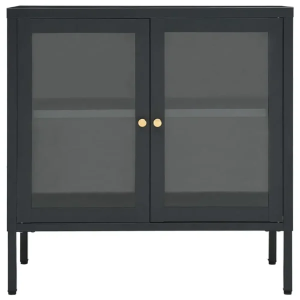 , Sideboard Anthracite 27.6&#8243;x13.8&#8243;x27.6&#8243; Steel and Glass