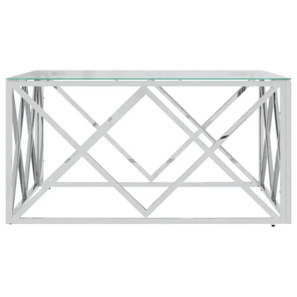 , Coffee Table 31.5&#8243;x31.5&#8243;x15.7&#8243; Stainless Steel and Glass