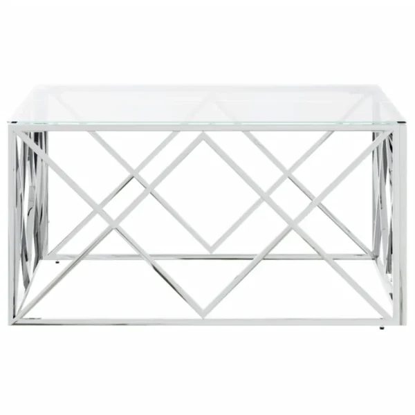 , Coffee Table 31.5&#8243;x31.5&#8243;x15.7&#8243; Stainless Steel and Glass