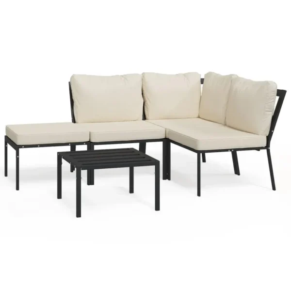 , 5 Piece Patio Lounge Set with Sand Cushions Steel
