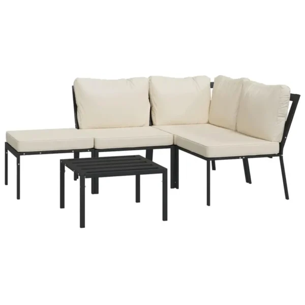 , 5 Piece Patio Lounge Set with Sand Cushions Steel