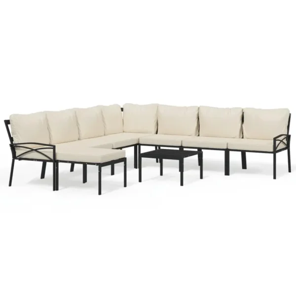 , 9 Piece Patio Lounge Set with Sand Cushions Steel