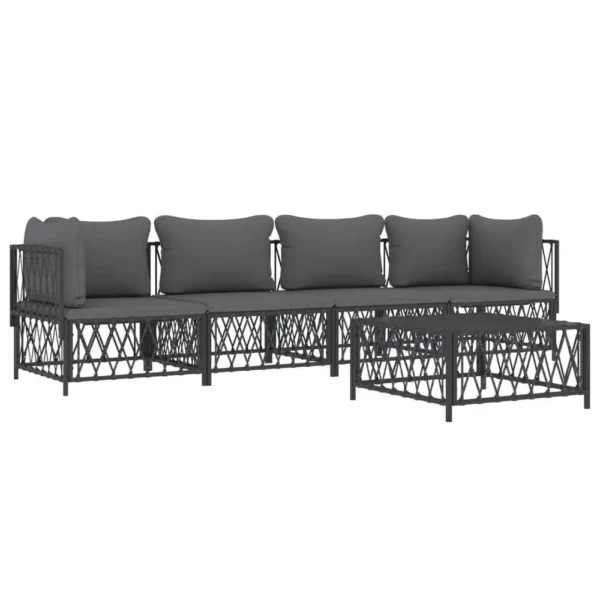 , 5 Piece Patio Lounge Set with Cushions Anthracite Steel