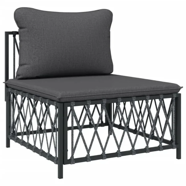 , 6 Piece Patio Lounge Set with Cushions Anthracite Steel