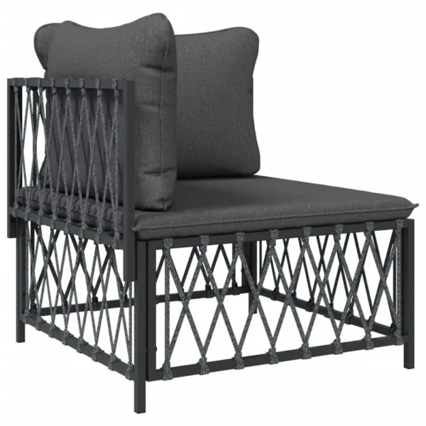 , 2 Piece Patio Lounge Set with Cushions Anthracite Steel
