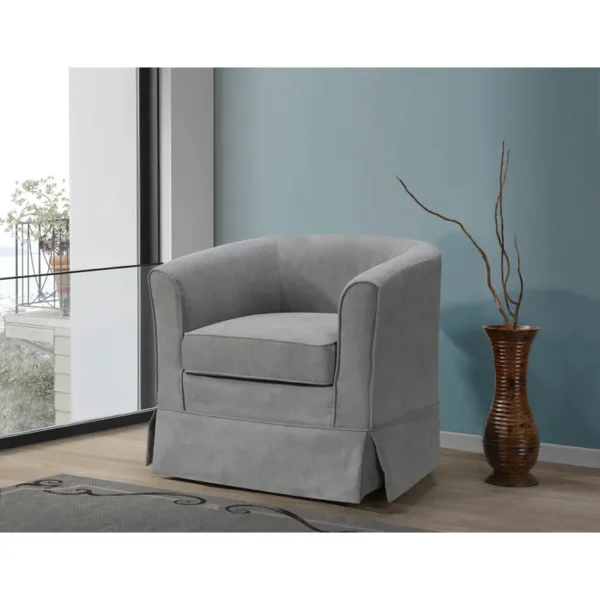, Tucker Steel Gray Woven Fabric Swivel Barrel Chair
