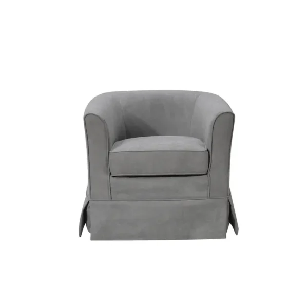 , Tucker Steel Gray Woven Fabric Swivel Barrel Chair