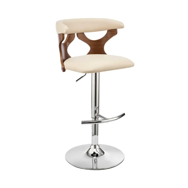 keyword: bar chair, 43&#8243; Cream Faux Leather Swivel Bar Chair