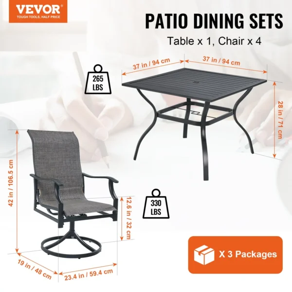 keyword: VEVOR 5 Pieces Patio Dining Set, 5-Piece Patio Dining Set